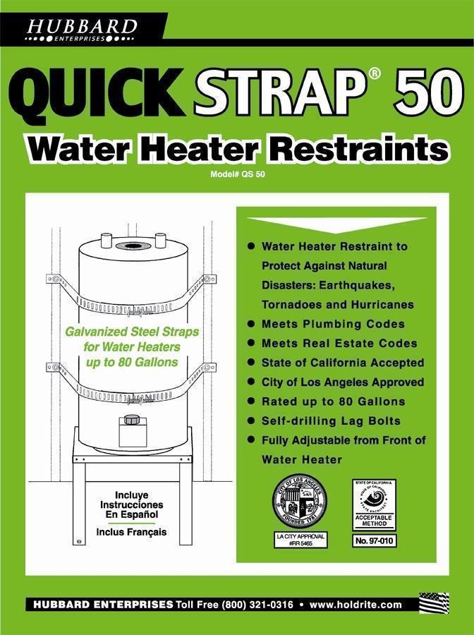 Up to 80 Gallon Water Heater Strap Earthquake Safe! 